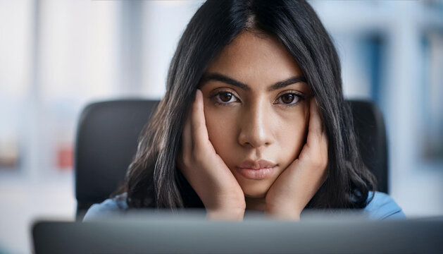 Junge Frau im B&uuml;rostress