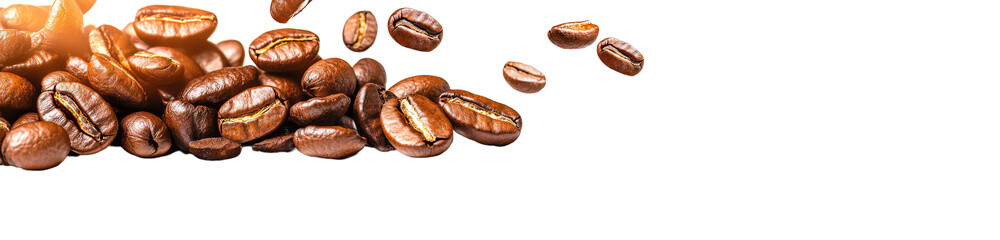 Obraz premium Close-Up View of Roasted Coffee Beans Arranged on a Black Background with Subtle Light Reflection, Perfect for Coffee Lovers and Culinary Enthusiasts