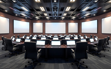 Remote Learning Setup With Empty Digital Screens Providing Educational Copyspace