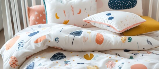 Cozy baby room bedding set for crib with playful patterns and soft fabrics ideal for nursery decor