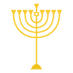 Golden Jewish Hanukkah menorah candlestick