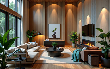 Sustainable Living Room Design With Air Purifying Plants And Natural Light Elements