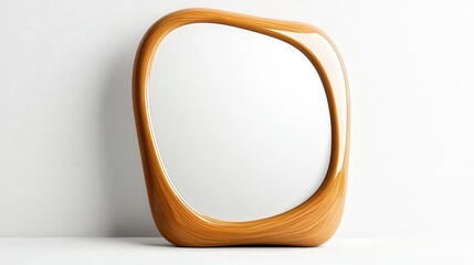 3D Render of Modern Wooden Mirror Abstract Design