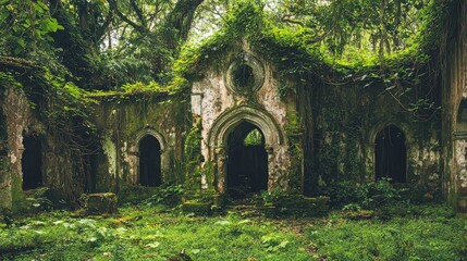 Fototapeta premium Ancient Ruins Overgrown by Nature in a Forgotten Kingdom