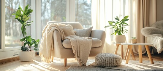 Cozy and warmly decorated living room featuring modern furniture and natural light perfect for home design inspiration