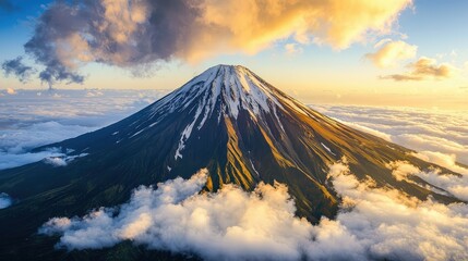 Majestic Mountain Peak Surrounded by Swirling Clouds