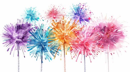 Celebratory fireworks display urban night sky digital art vibrant colors aerial view festival spirit and joy