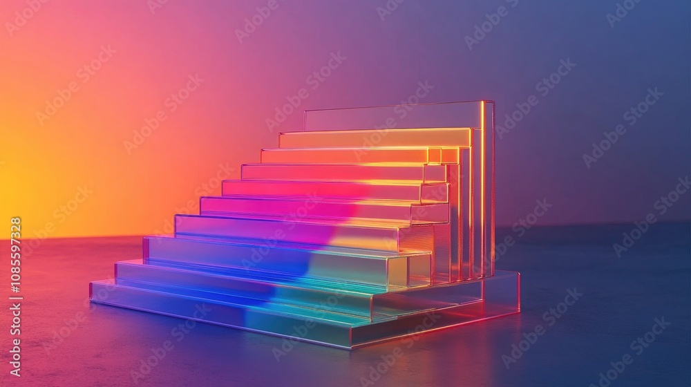 Poster abstract composition of colorful transparent layers creating a stunning visual effect with soft ligh