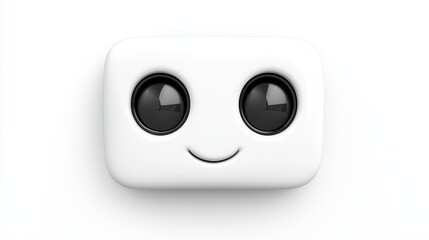 3D Render of a Happy Cartoon Face Emoji on White Background