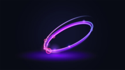 Circular tech radial neon light effect element background © Tasphong