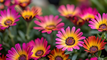 Fototapeta premium Vibrant Spring Flowers Bathed in Soft Sunlight
