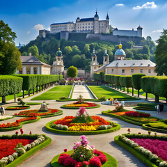Obraz premium famous mirabell garden view in salzburg austria o
