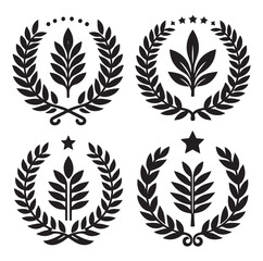 Obraz premium laurel wreath Vector Black silhouettes icon set.