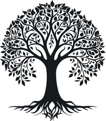 Obraz premium Tree of life Vector Black Silhouette Design For T-Shirt