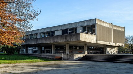 Fototapeta premium Modern Brutalist University Campus Building Exterior
