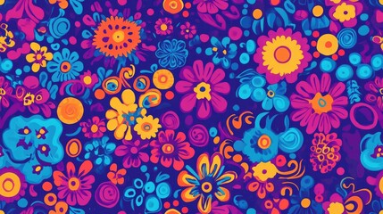 Seamless floral pattern with vibrant abstract background perfect for fabric design and home decor