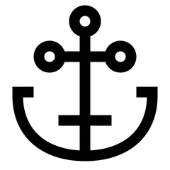 Simple Anchor Icon, Nautical Marine Glyph Symbol