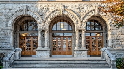 Fototapeta premium Gothic Revival Library Front Facade Architecture