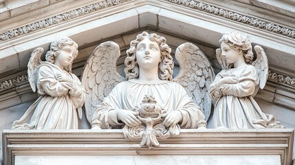 Obraz premium Detailed Stone Carvings of Saints and Angels