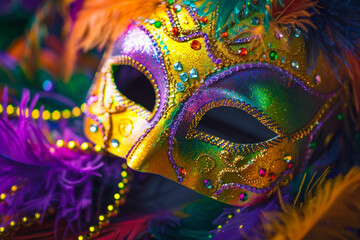 Beautiful greeting card with bright holiday composition for happy celebrate mardi gras