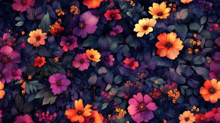 Beautiful watercolor floral motif design featuring vibrant digital flowers ideal for textiles covers wrapping paper and seamless patterns