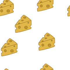 Seamless Cheese Pattern on White Background