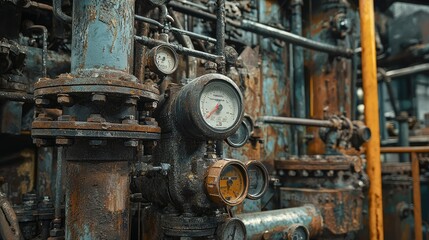 Industrial Pump in Factory Setting with Metal Pipes