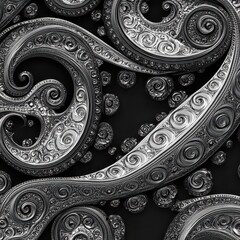 paisley pattern with swirls and curves. Generative AI