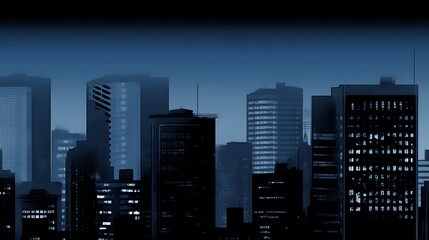 Obraz premium Cityscape at Dusk Showing Illuminated Skyscrapers