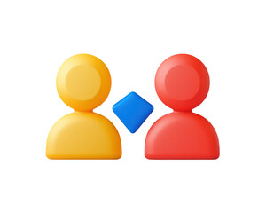 Two people are shown in a close up, with one person wearing a yellow shirt. isolate transparent background