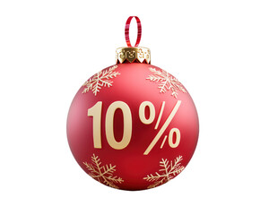 Red ornament with the number 10 on it. isolate transparent background