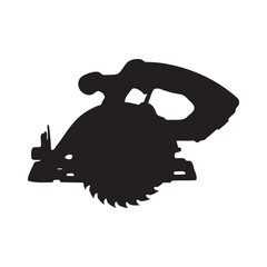 Cordless Circular Saw Silhouette Vector Illustration