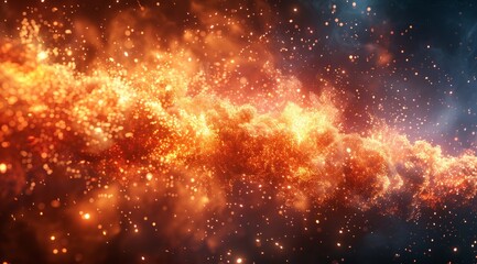 Naklejka premium Fiery nebula, cosmic dust and gas clouds.