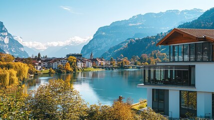 Naklejka premium Serene View of Interlaken's Scenic Area