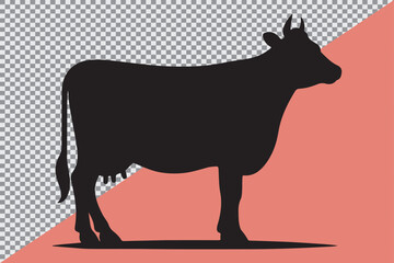 A high contrast silhouette of a cow.