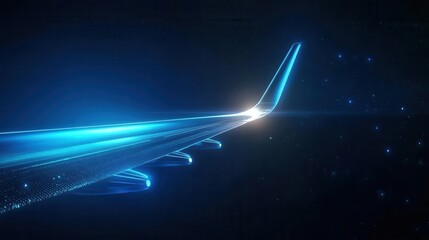 Spacecraft wing with blank panel for logos or text, space template, futuristic transportation