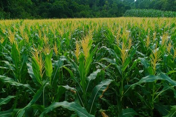 Fototapeta premium Close-Up of Green Tomatoes on Vine in Daylight. Beautiful simple AI generated image