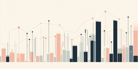 Obraz premium Minimalist financial chart with clean lines and muted colors, professional aesthetic,