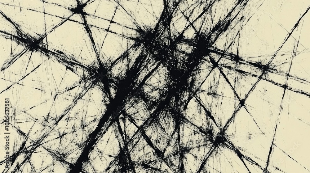 Poster abstract black lines on light background creating a dynamic and textured pattern that evokes movemen
