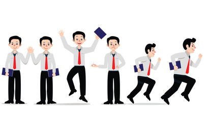 Happy Elementary school students carry school bags on their way to school on the first day of school