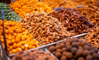 colorful and assortment of candy and fruits