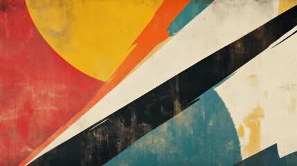 Fototapeta premium Abstract Geometric Art with Bold Colors and Vintage Style