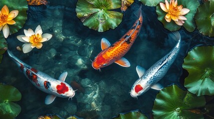 Koi Fish in a Pond