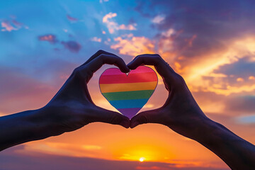 Beautiful colorful decorative heart in strong hands