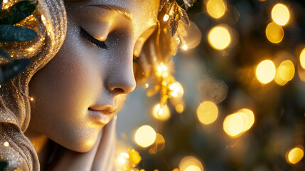Obraz premium Angel Face with Serene Expression and Light Reflection