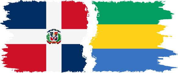 Gabon and Dominican Republic grunge flags connection, vector