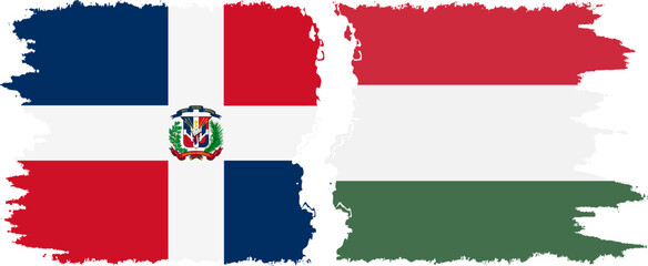 Obraz premium Hungary and Dominican Republic grunge flags connection, vector