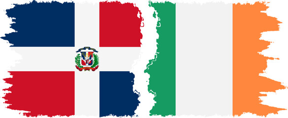 Obraz premium Ireland and Dominican Republic grunge flags connection, vector