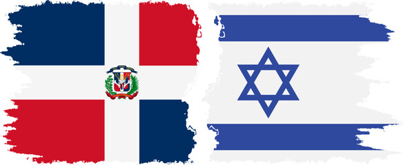 Israel and Dominican Republic grunge flags connection, vector