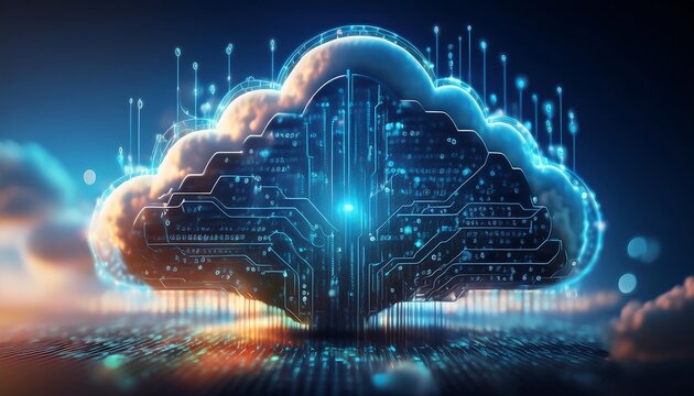 Abstract representation of cloud computing and data networks